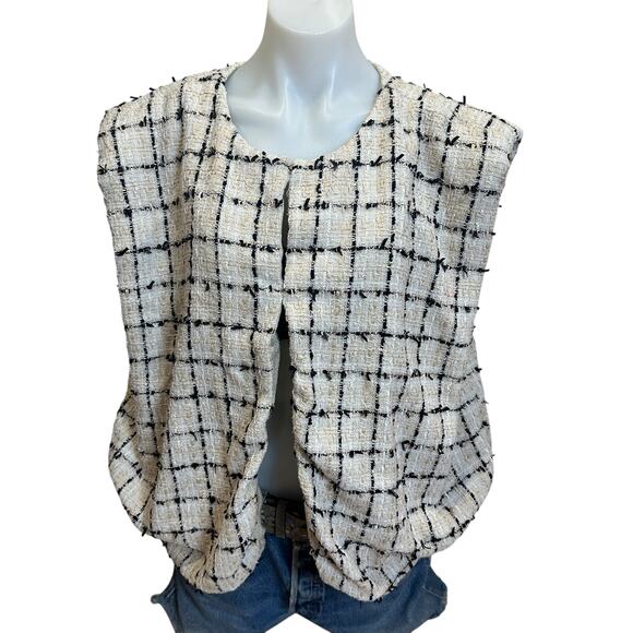 English Factory White Black Tweed Vest Boulce XL Boxy Oversized Designer $210 - Picture 4 of 10